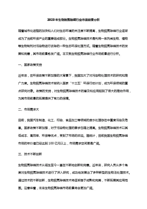 2023年生物脱氮除磷行业市场前景分析