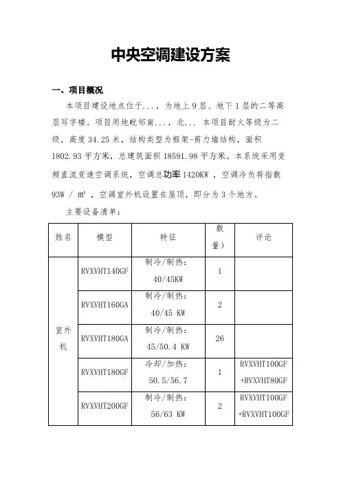 中央空调(多联机)施工方案设计