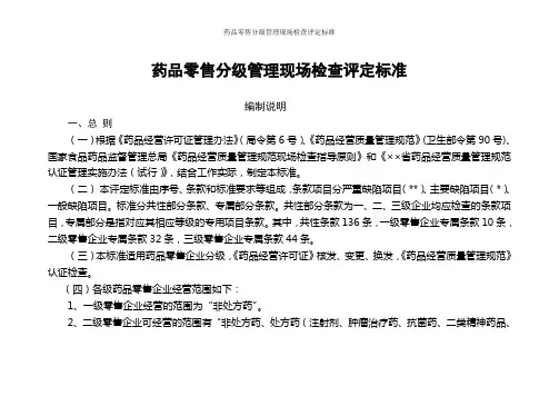 药品零售分级管理现场检查评定标准