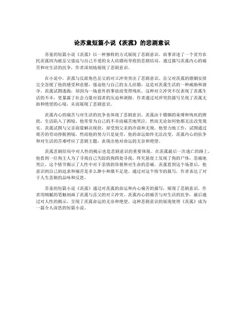 论苏童短篇小说《茨菰》的悲剧意识