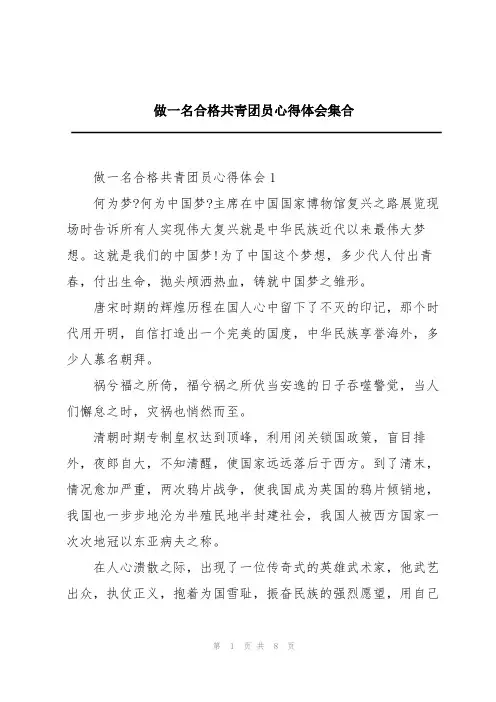 做一名合格共青团员心得体会集合