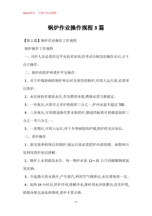 锅炉作业操作规程3篇