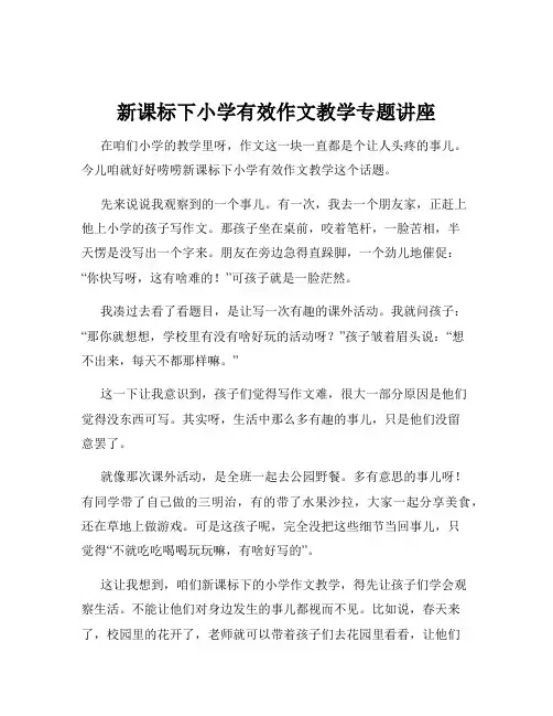 新课标下小学有效作文教学专题讲座