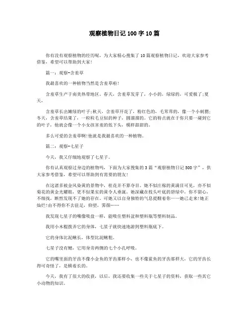 观察植物日记100字10篇