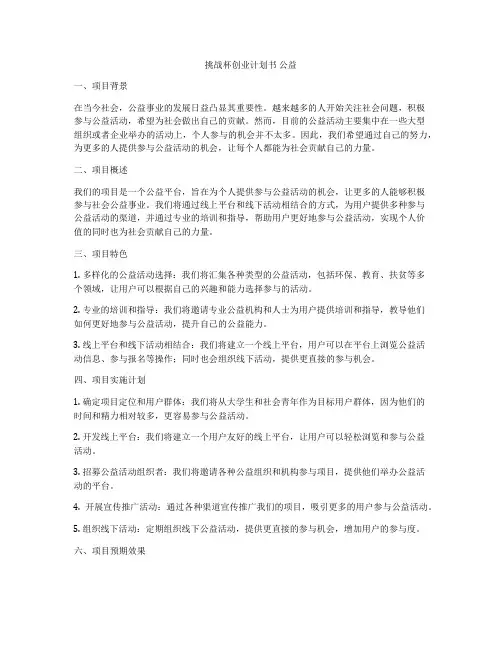 挑战杯创业计划书 公益