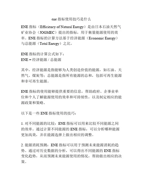 ene指标使用技巧是什么