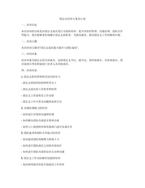 团总支培训方案及计划
