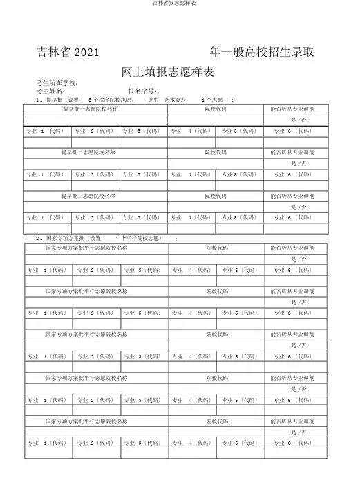 吉林省报志愿样表