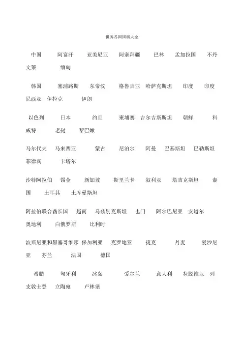 世界各国国旗大全包括名称