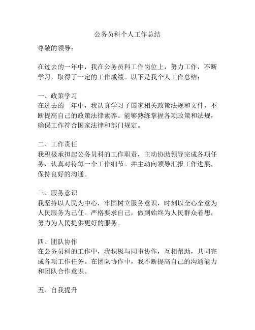 公务员科个人工作总结