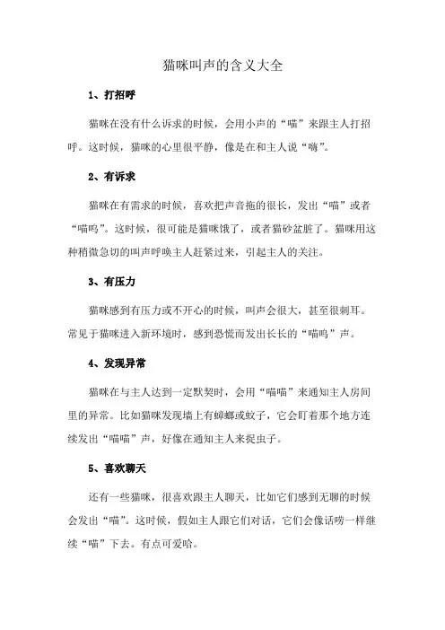 猫咪叫声的含义大全