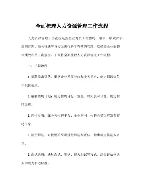 全面梳理人力资源管理工作流程