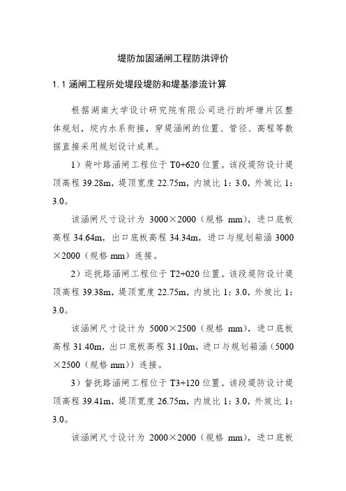 堤防加固涵闸工程防洪评价