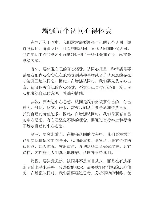 增强五个认同心得体会