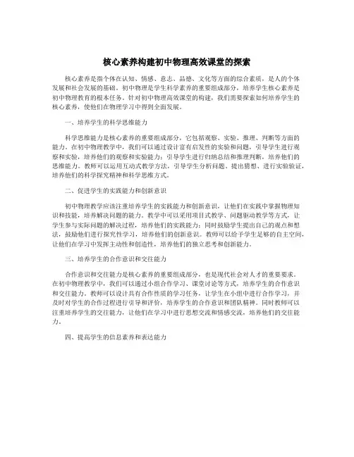 核心素养构建初中物理高效课堂的探索