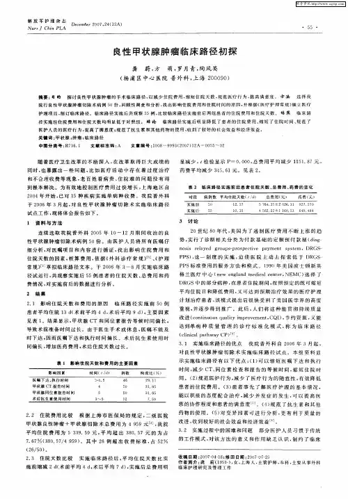良性甲状腺肿瘤临床路径初探