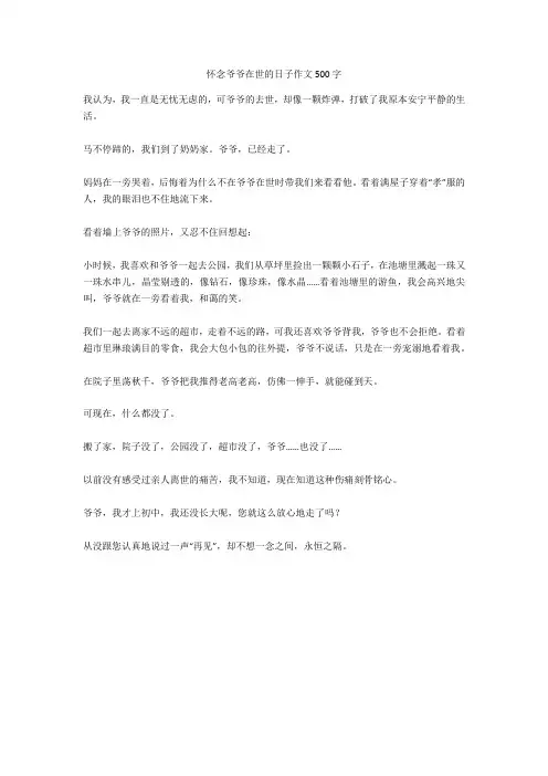 怀念爷爷在世的日子作文500字高分作文