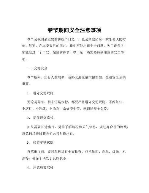 春节期间安全注意事项