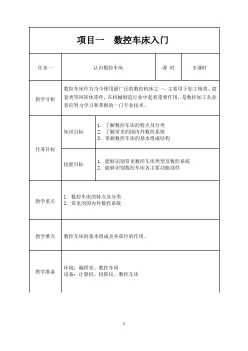 项目1-1 数控车床入门