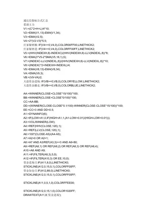 通达信自编公式汇总