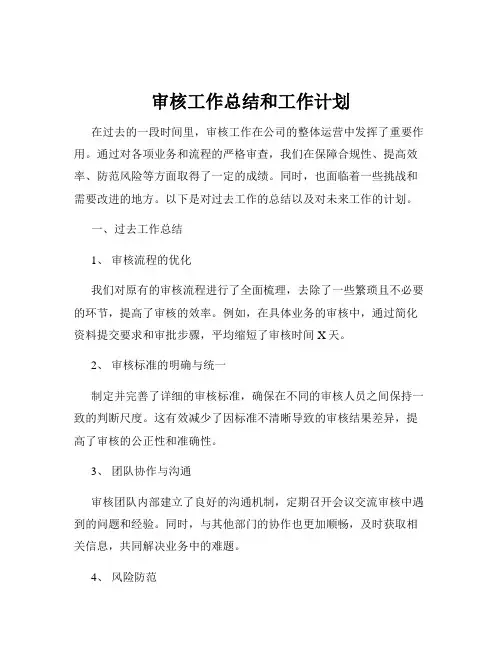 审核工作总结和工作计划