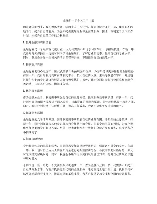 金融新一年个人工作计划