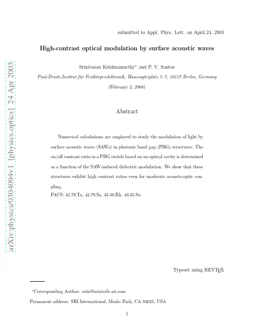 High contrast optical modulation by surface acoustic waves