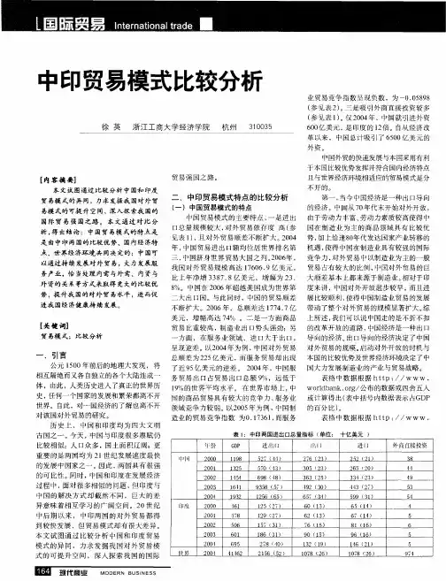 中印贸易模式比较分析