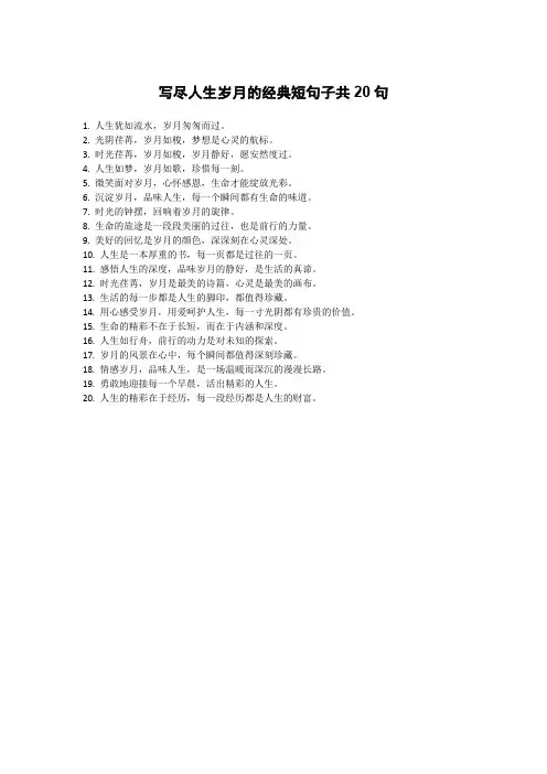 写尽人生岁月的经典短句子