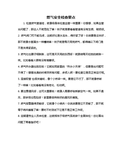 燃气安全检查要点