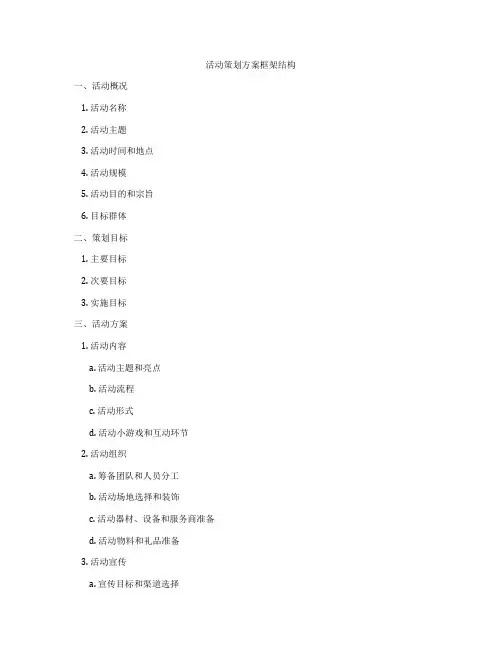 活动策划方案框架结构