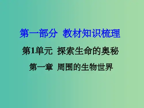 中考生物 第一部分 教材知识梳理 第1单元 第1章 周围的生物世界复习 苏教版