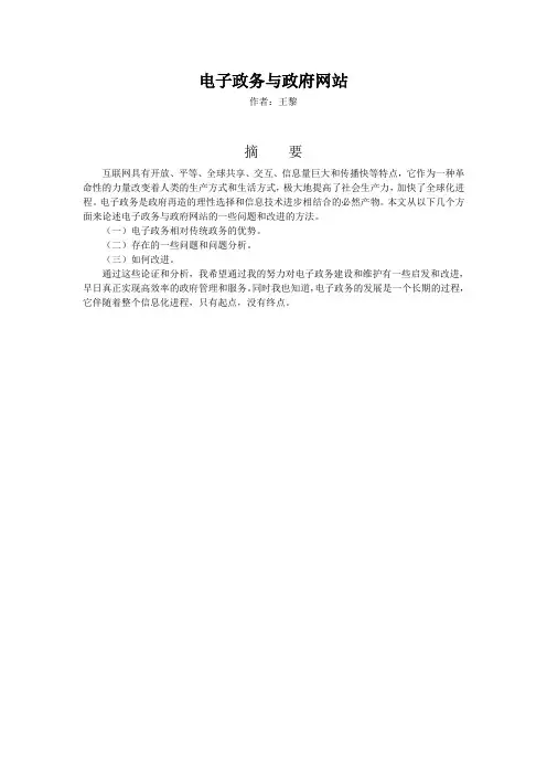 电子政务与政府网站