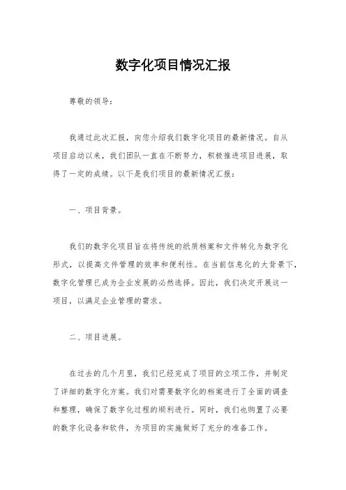 数字化项目情况汇报