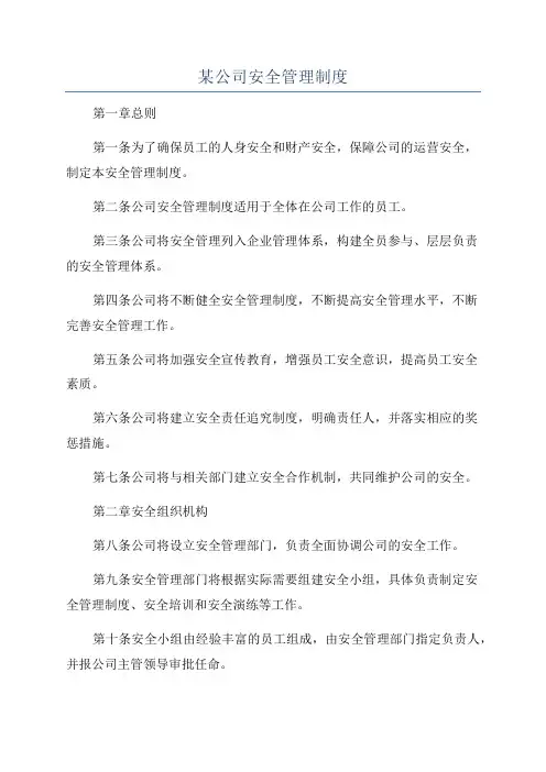 某公司安全管理制度