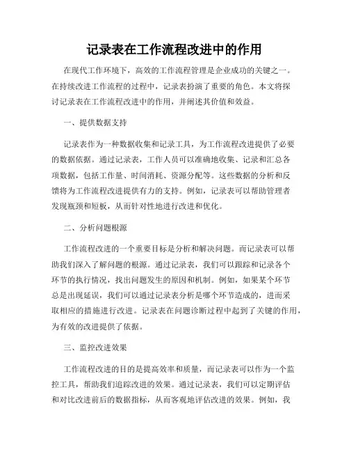 记录表在工作流程改进中的作用