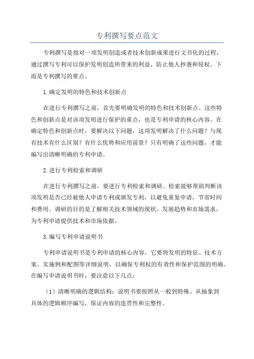 专利撰写要点范文