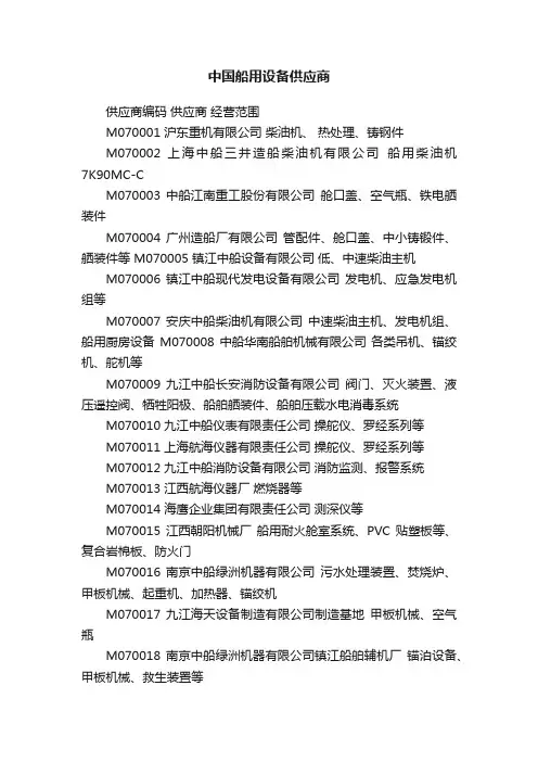 中国船用设备供应商