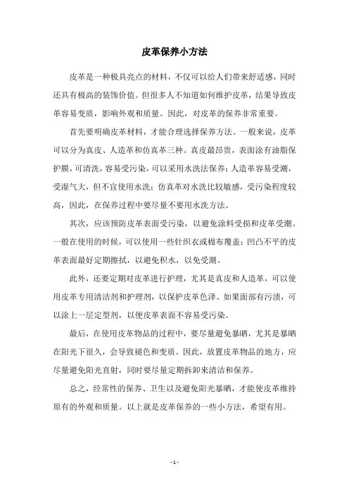 皮革保养小方法