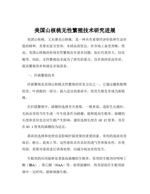 美国山核桃无性繁殖技术研究进展