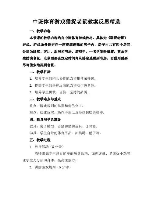 中班体育游戏猫捉老鼠教案反思精选