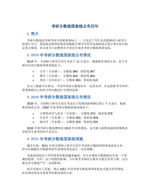 考研分数线国家线公布历年