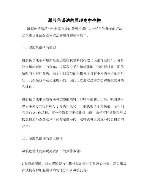 凝胶色谱法的原理高中生物