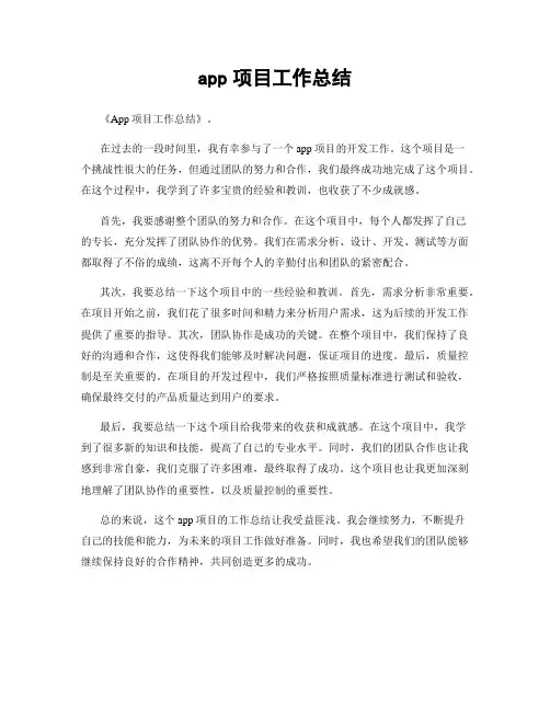 app项目工作总结