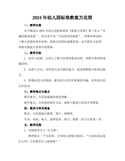 2024年幼儿园标准教案万花筒