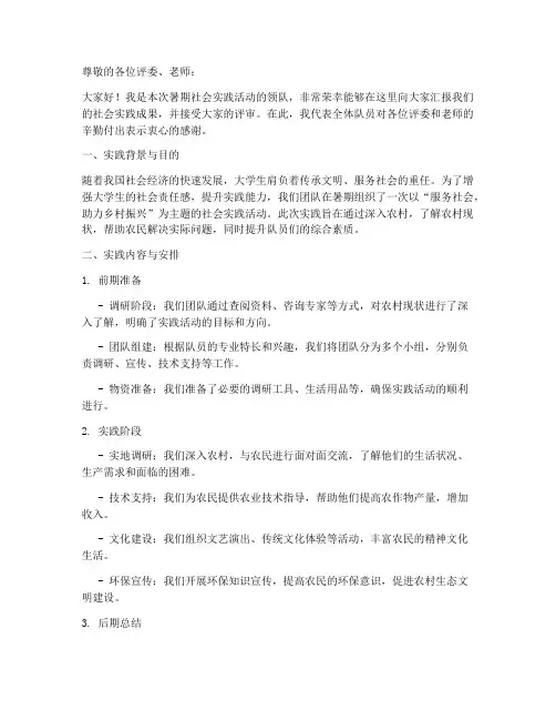 暑期社会实践领队答辩
