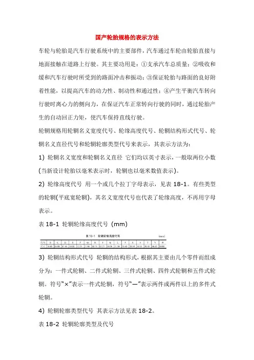 国产轮胎规格的表示方法