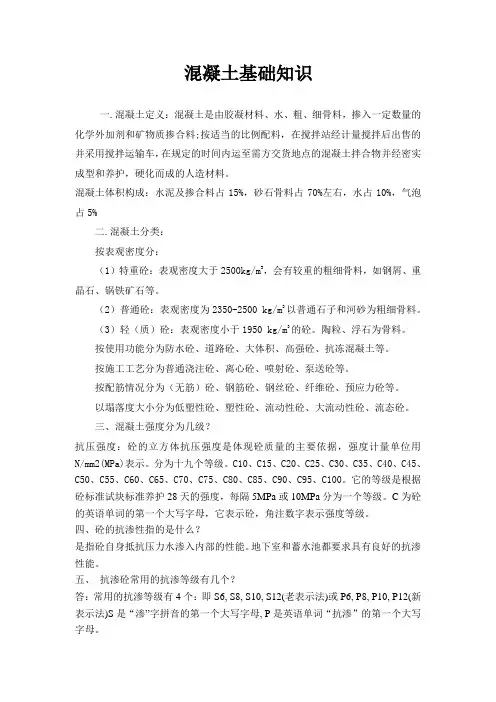 2015 混凝土基础知识