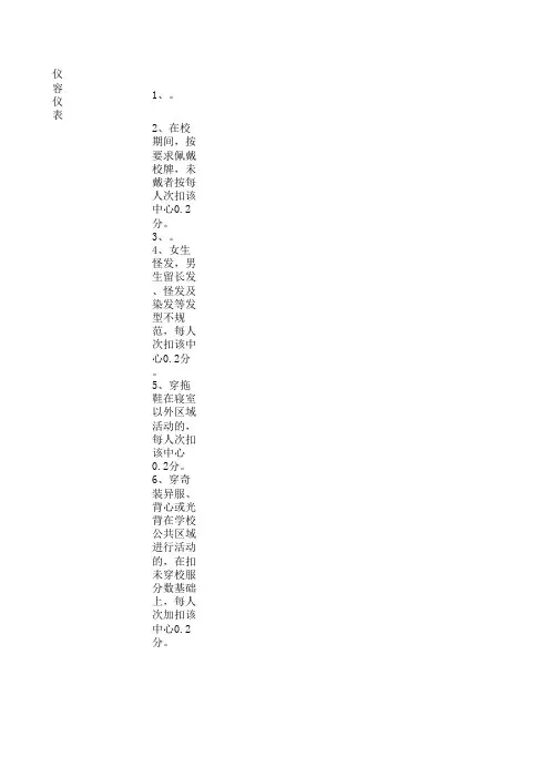 学校文明礼仪工作检查细则