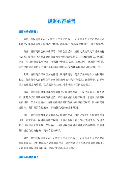 规则心得感悟